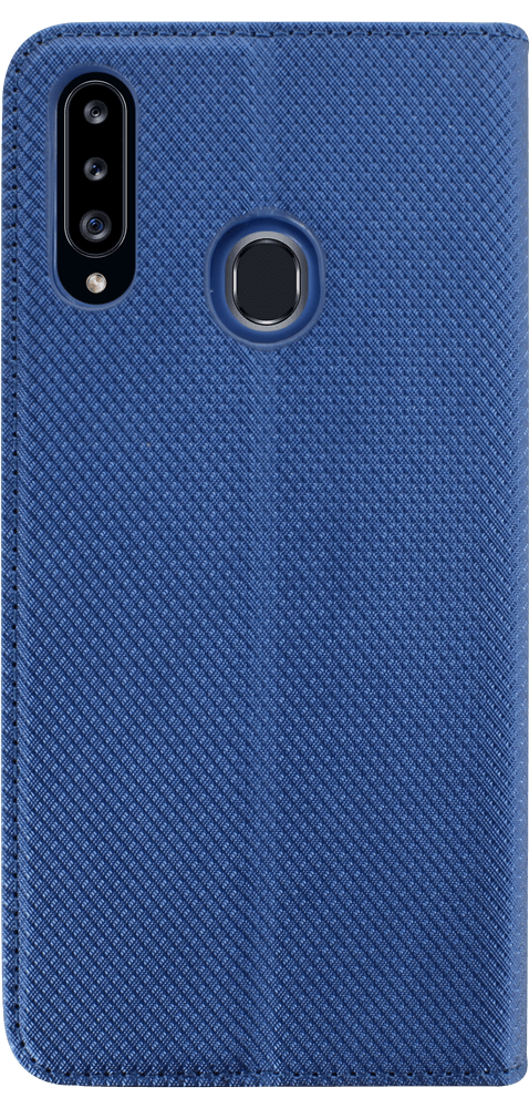 Samsung Galaxy A20s (SM-A207F) oldalra nyíló flipes bőrtok rombusz mintás sötétkék