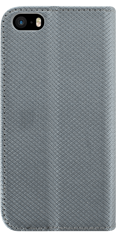 Apple iPhone SE (2016) oldalra nyíló flipes bőrtok rombusz mintás ezüst