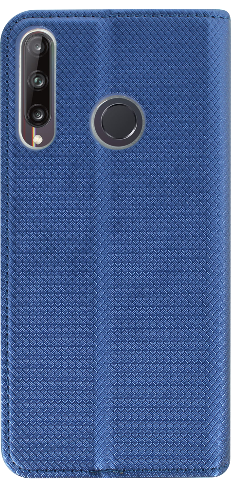 Huawei P40 Lite E oldalra nyíló flipes bőrtok rombusz mintás sötétkék