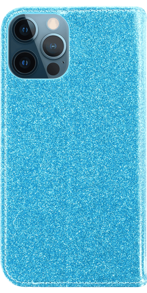 Apple iPhone 12 Pro  oldalra nyíló flipes bőrtok csillámos kék