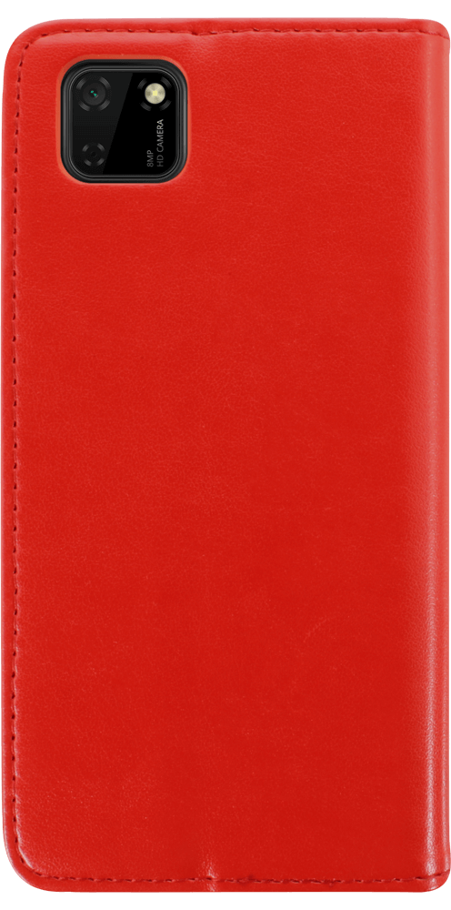 Huawei Y5P oldalra nyíló flipes bőrtok asztali tartó funkciós piros