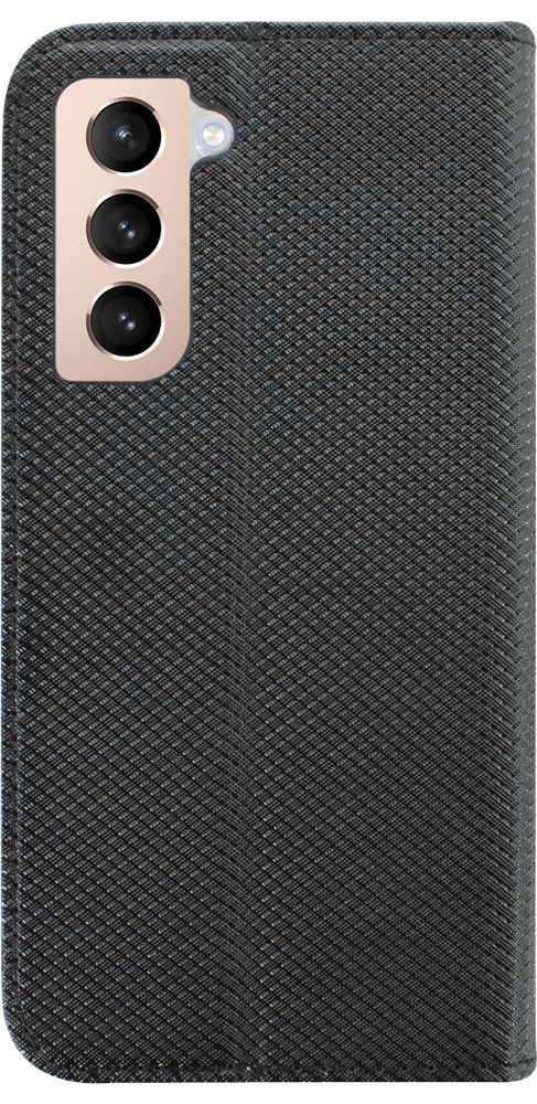 Samsung Galaxy S21 5G (SM-G991B) oldalra nyíló flipes bőrtok rombusz mintás fekete