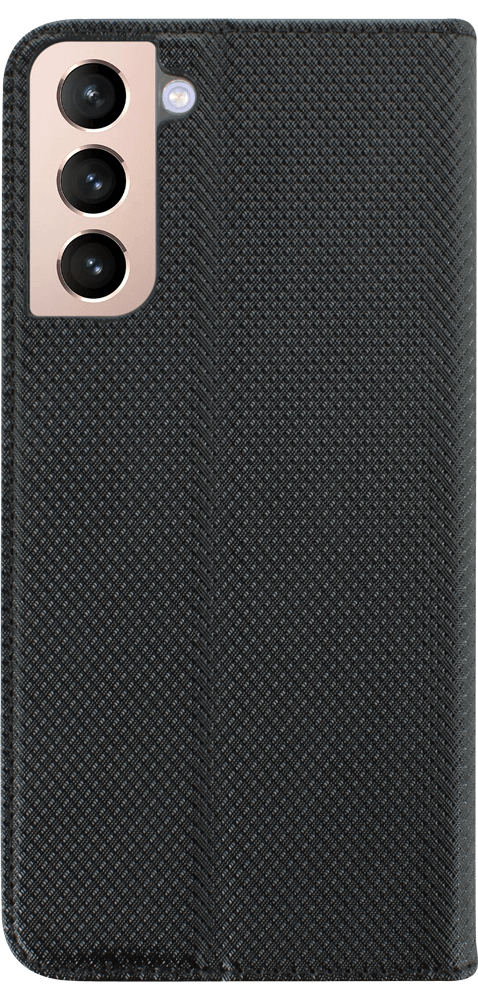 Samsung Galaxy S21 Plus 5G (SM-G996B) oldalra nyíló flipes bőrtok rombusz mintás fekete