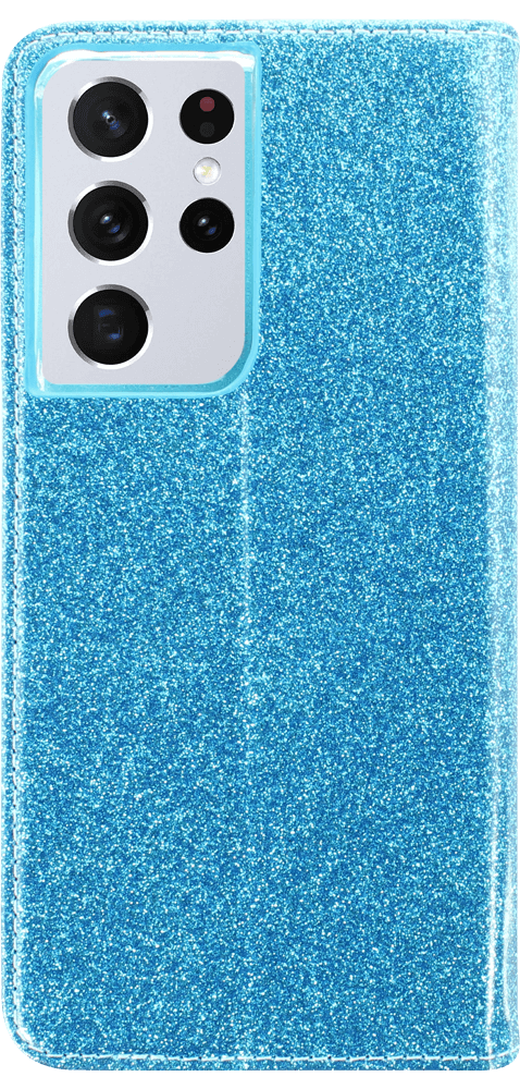 Samsung Galaxy S21 Ultra 5G (SM-G998B) oldalra nyíló flipes bőrtok csillámos kék