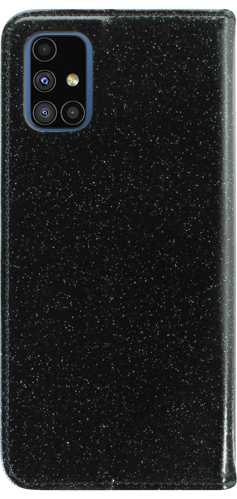 Samsung Galaxy M51 (SM-M515F) oldalra nyíló flipes bőrtok csillámos fekete