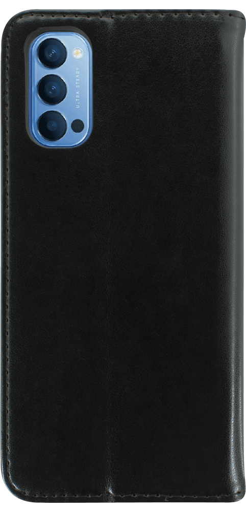 Oppo Reno4 oldalra nyíló flipes bőrtok asztali tartó funkciós fekete