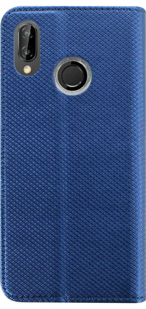 Huawei P20 Lite oldalra nyíló flipes bőrtok rombusz mintás sötétkék