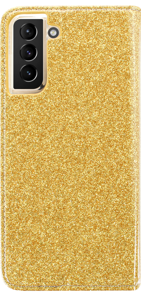 Samsung Galaxy S21 Plus 5G (SM-G996B) oldalra nyíló flipes bőrtok csillámos arany