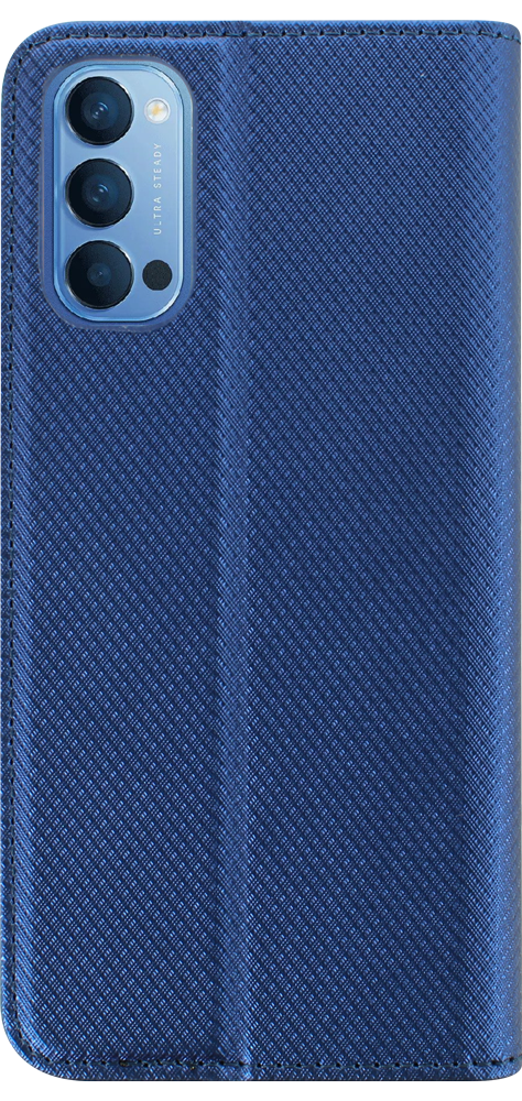 Oppo Reno4 oldalra nyíló flipes bőrtok rombusz mintás sötétkék