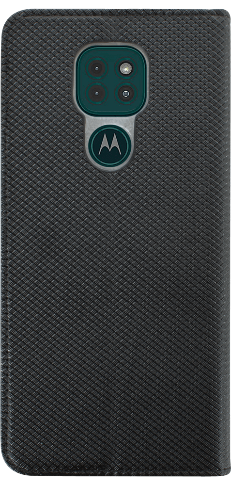 Motorola Moto G9 Play oldalra nyíló flipes bőrtok rombusz mintás fekete