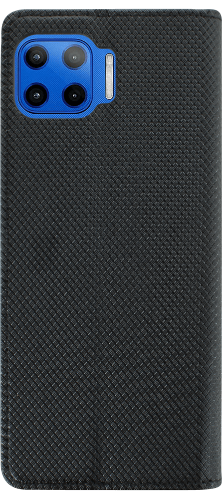 Motorola Moto G 5G Plus oldalra nyíló flipes bőrtok rombusz mintás fekete