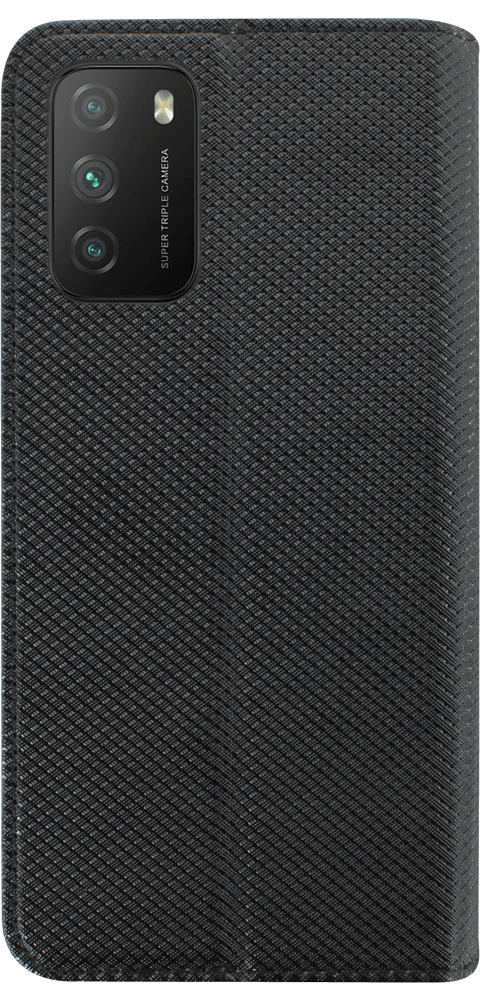 Xiaomi Poco M3 oldalra nyíló flipes bőrtok rombusz mintás fekete