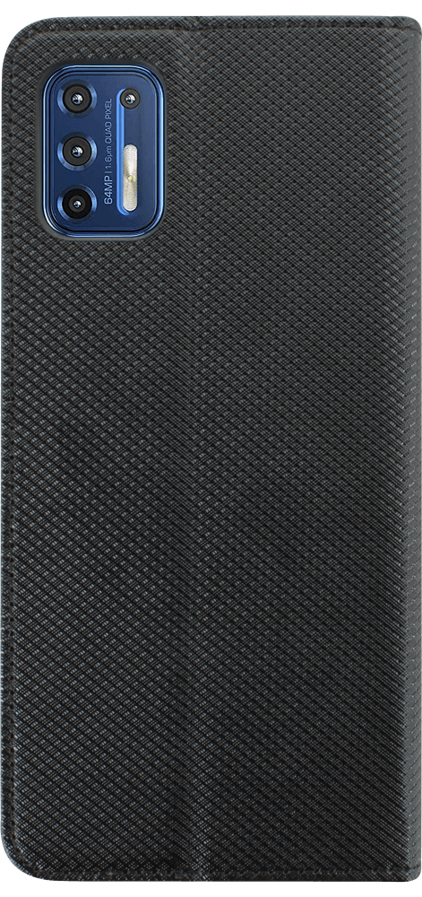 Motorola Moto G9 Plus oldalra nyíló flipes bőrtok rombusz mintás fekete
