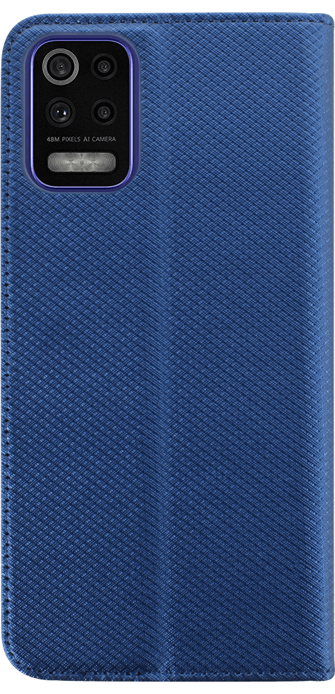 LG K52 oldalra nyíló flipes bőrtok rombusz mintás sötétkék