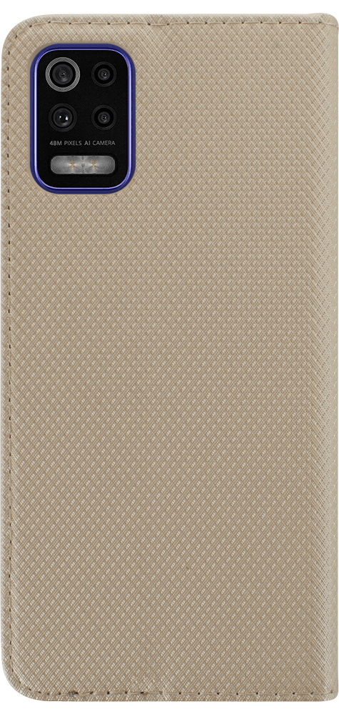 LG K52 oldalra nyíló flipes bőrtok rombusz mintás arany