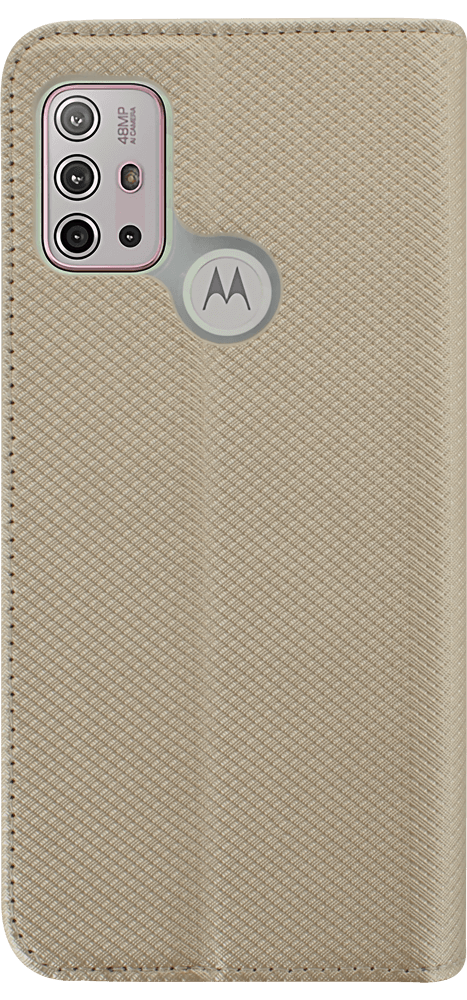 Motorola Moto G10 oldalra nyíló flipes bőrtok rombusz mintás arany