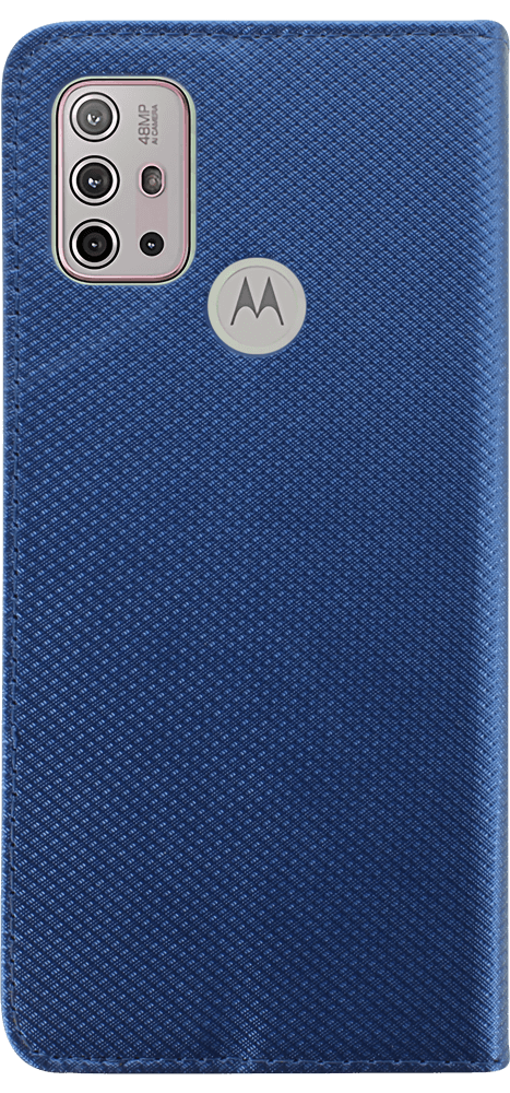Motorola Moto G10 oldalra nyíló flipes bőrtok rombusz mintás sötétkék