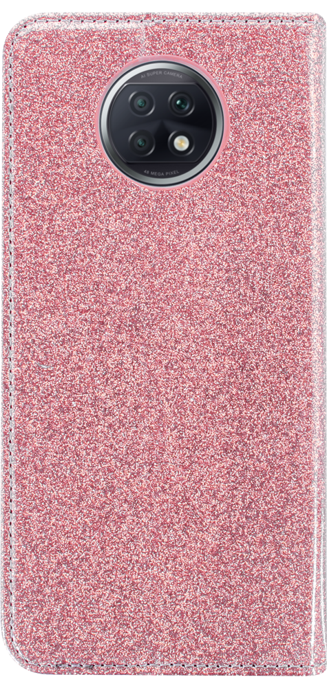 Xiaomi Redmi Note 9T oldalra nyíló flipes bőrtok csillámos rozéarany