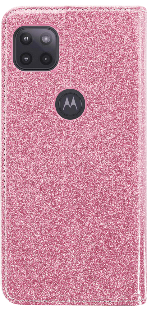 Motorola Moto G 5G oldalra nyíló flipes bőrtok csillámos rozéarany