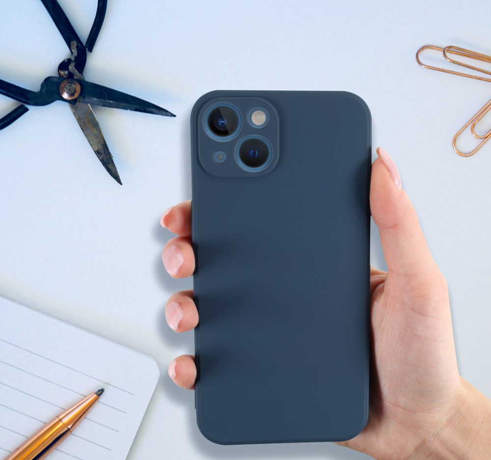 Samsung Galaxy S23 Plus (SM-S916B) szilikon tok kameravédővel matt sötétkék