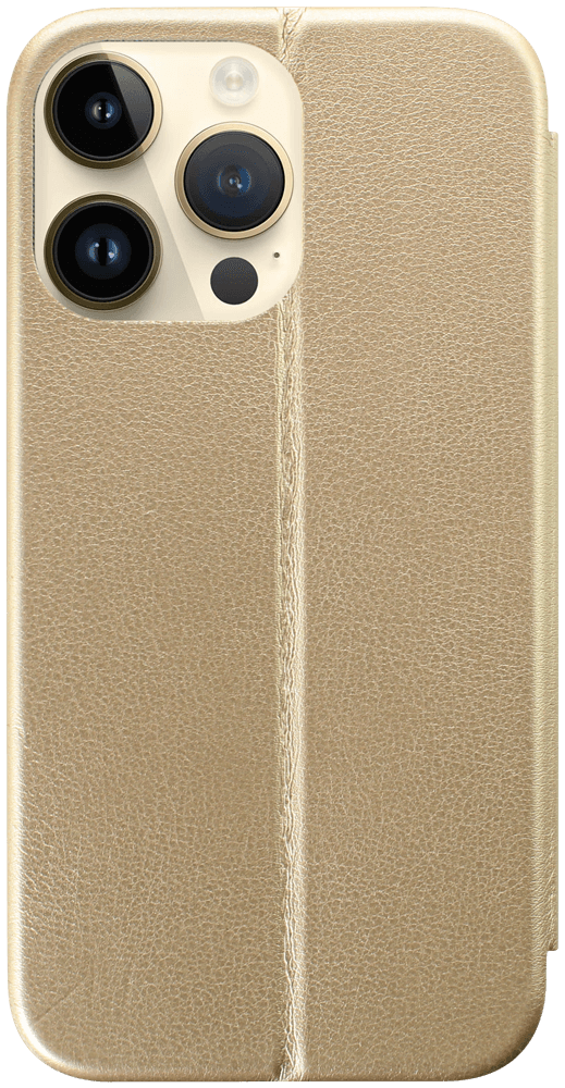 Apple iPhone 14 Pro Max oldalra nyíló mágneses flipes bőrtok prémium minőség arany
