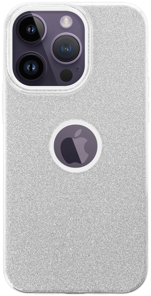 Apple iPhone 14 Pro Max szilikon tok csillogó hátlap logó kihagyós ezüst