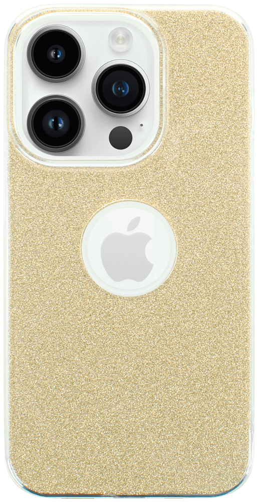 Apple iPhone 14 Pro szilikon tok csillogó hátlap logó kihagyós arany
