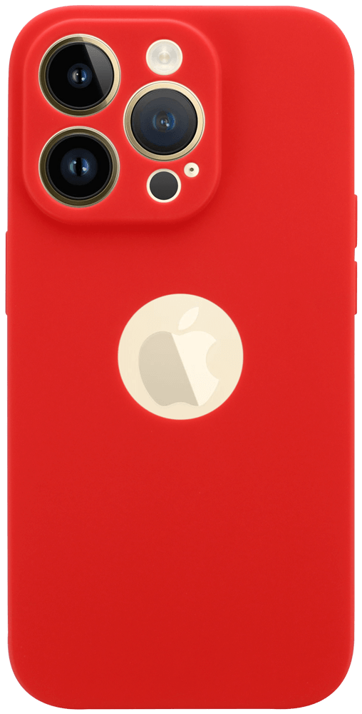 Apple iPhone 14 Pro szilikon tok logó kihagyós kameravédővel matt piros