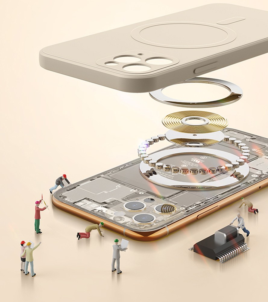 Apple iPhone 14 szilikon tok gyári MagSafe kameravédővel lila