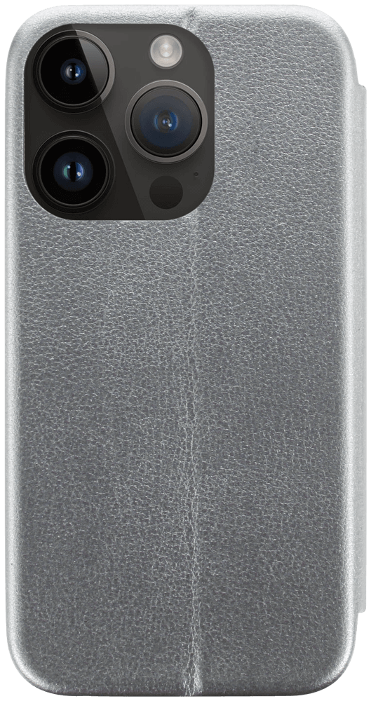 Apple iPhone 14 Pro oldalra nyíló mágneses flipes bőrtok prémium minőség ezüst