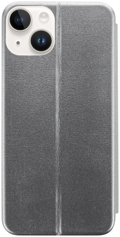 Apple iPhone 14 Plus oldalra nyíló mágneses flipes bőrtok prémium minőség ezüst