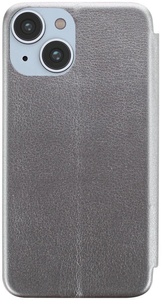 Apple iPhone 14 oldalra nyíló mágneses flipes bőrtok prémium minőség ezüst