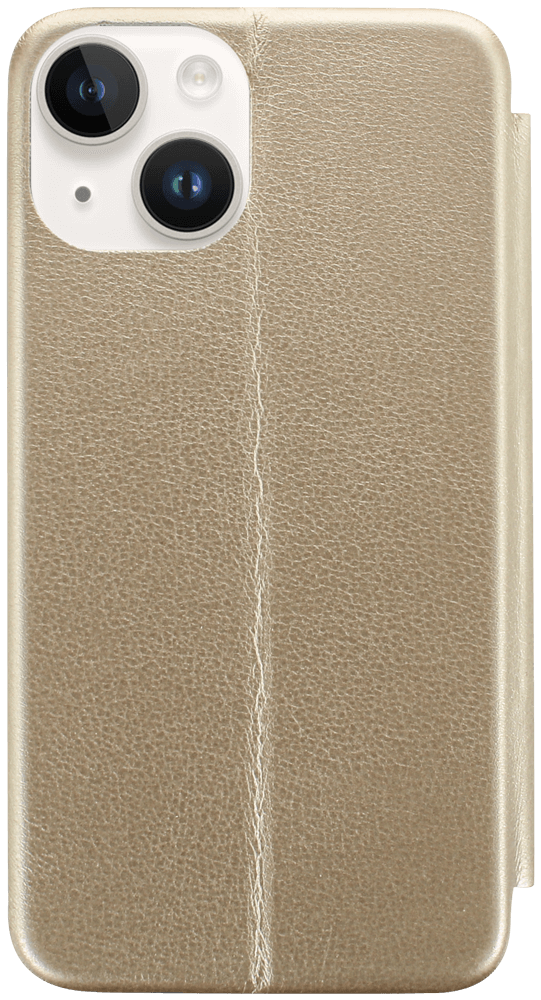 Apple iPhone 14 oldalra nyíló mágneses flipes bőrtok prémium minőség arany