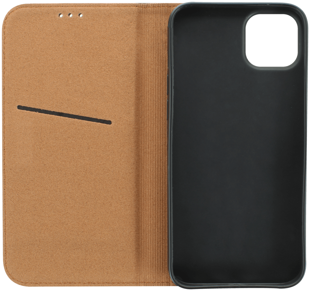 Apple iPhone 14 Plus oldalra nyíló flipes bőrtok valódi bőr fekete