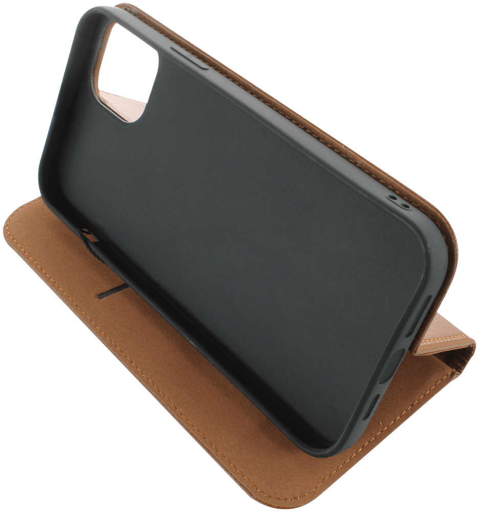 Apple iPhone 14 Plus oldalra nyíló flipes bőrtok valódi bőr barna