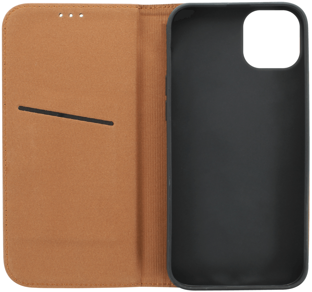 Apple iPhone 14 Plus oldalra nyíló flipes bőrtok valódi bőr barna