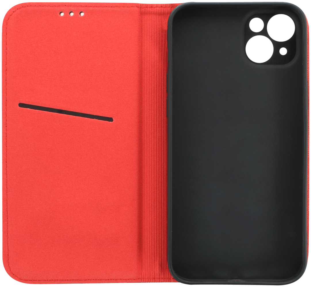 Apple iPhone 14 Plus oldalra nyíló flipes bőrtok valódi bőr piros