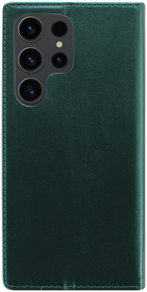Samsung Galaxy S23 Ultra (SM-S918B) oldalra nyíló flipes bőrtok asztali tartó funkciós sötétzöld