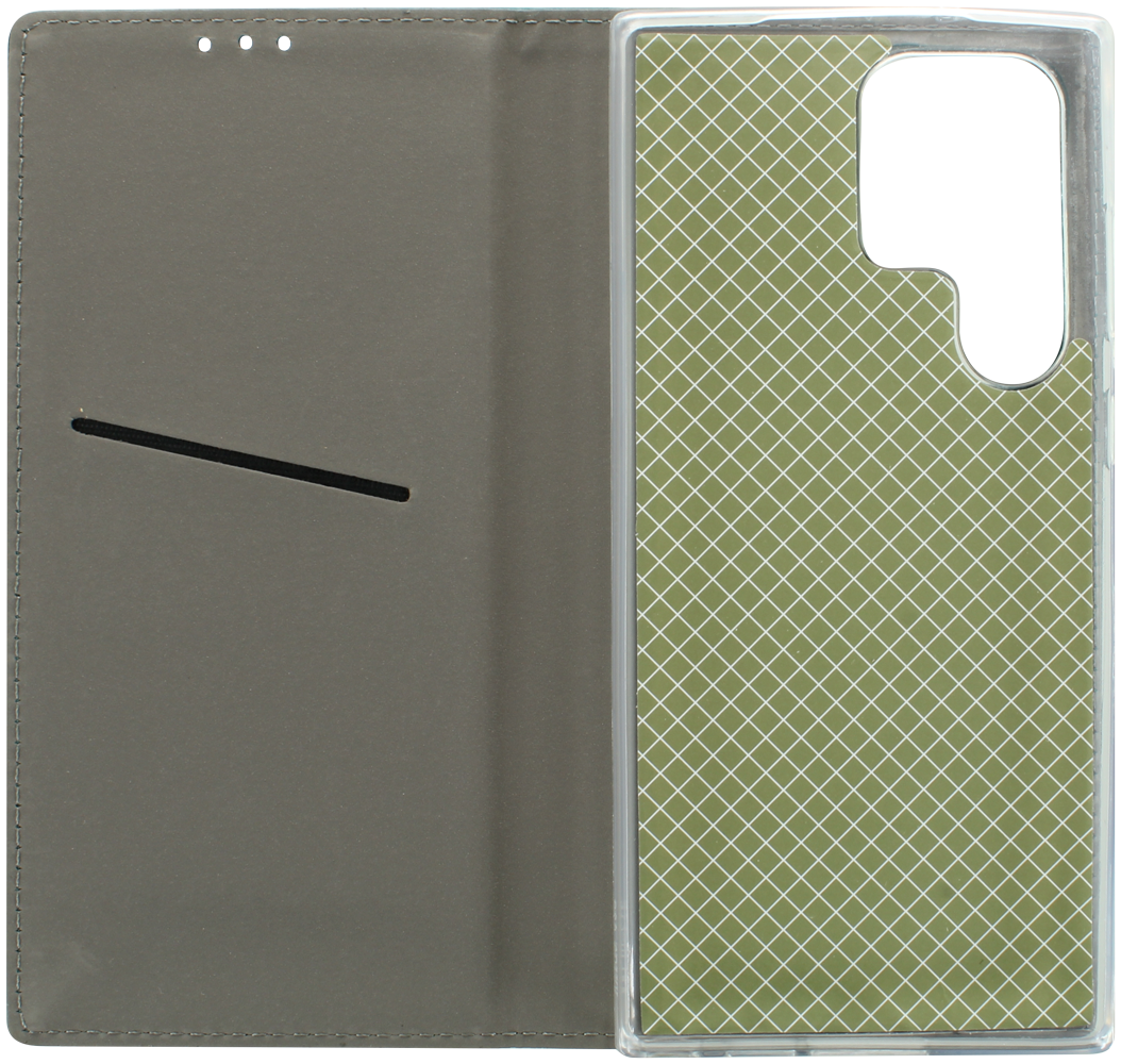 Samsung Galaxy S23 Ultra (SM-S918B) oldalra nyíló flipes bőrtok asztali tartó funkciós sötétzöld