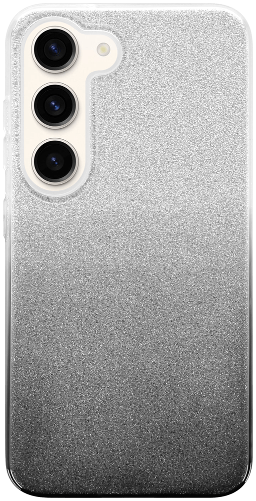 Samsung Galaxy S23 (SM-S911B) szilikon tok csillogó hátlap fekete/ezüst