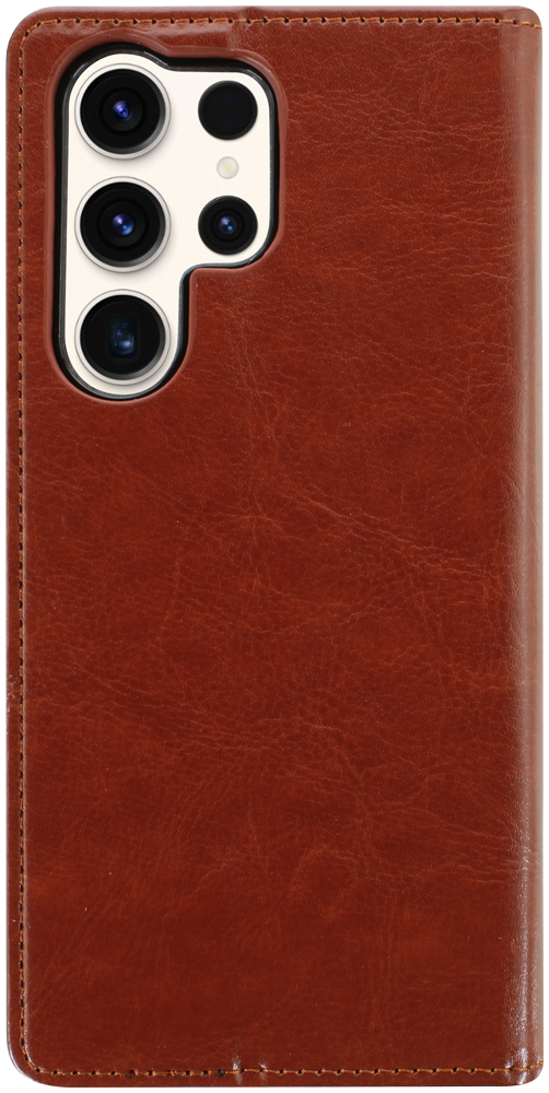 Samsung Galaxy S23 Ultra (SM-S918B) oldalra nyíló flipes bőrtok valódi bőr barna