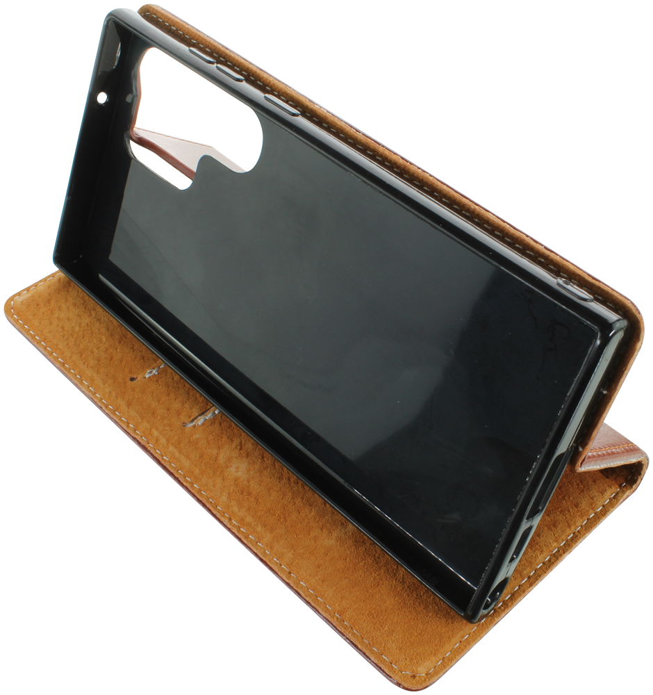 Samsung Galaxy S23 Ultra (SM-S918B) oldalra nyíló flipes bőrtok valódi bőr barna