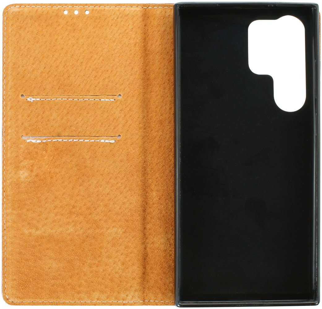 Samsung Galaxy S23 Ultra (SM-S918B) oldalra nyíló flipes bőrtok valódi bőr barna