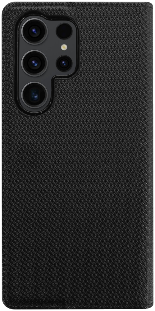 Samsung Galaxy S23 Ultra (SM-S918B) oldalra nyíló flipes bőrtok rombusz mintás fekete
