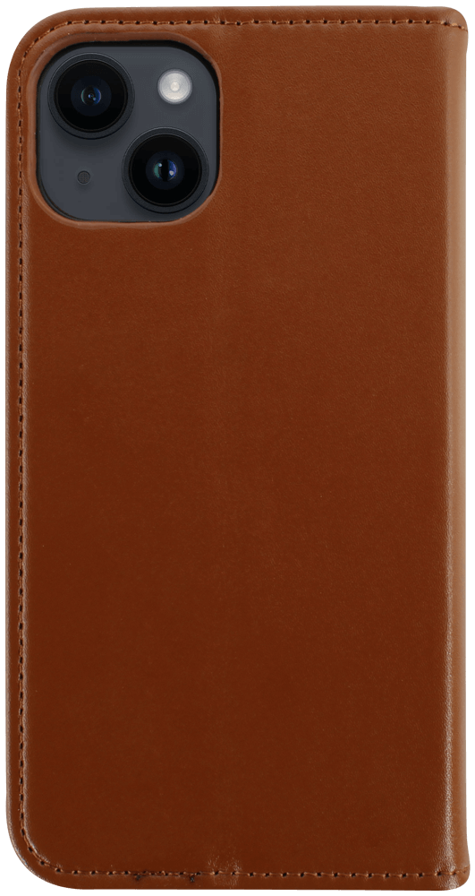 Apple iPhone 14 oldalra nyíló flipes bőrtok valódi bőr barna