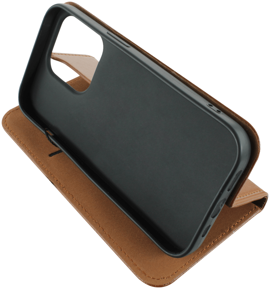 Apple iPhone 14 Pro oldalra nyíló flipes bőrtok valódi bőr barna