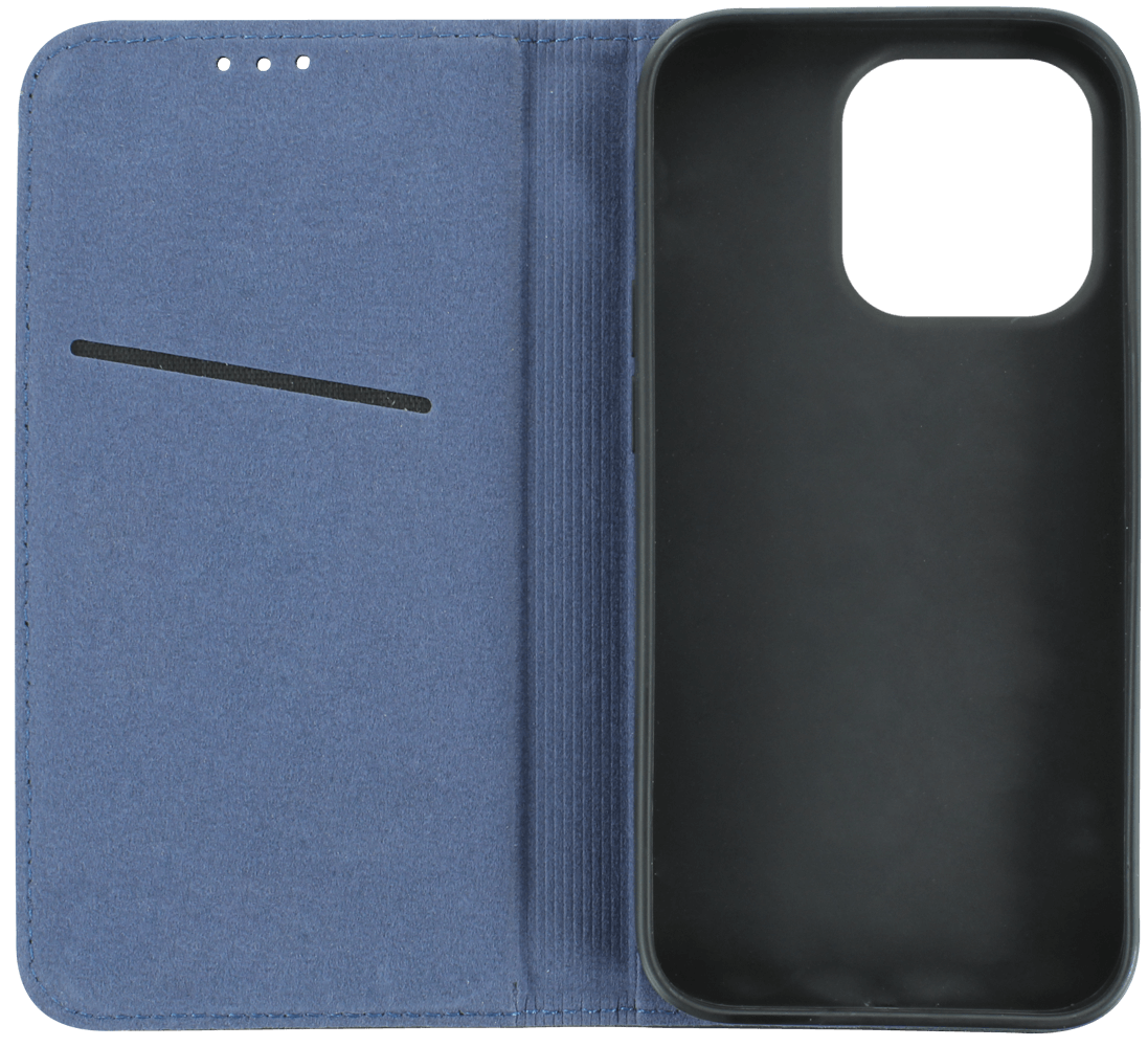 Apple iPhone 14 Pro oldalra nyíló flipes bőrtok valódi bőr sötétkék