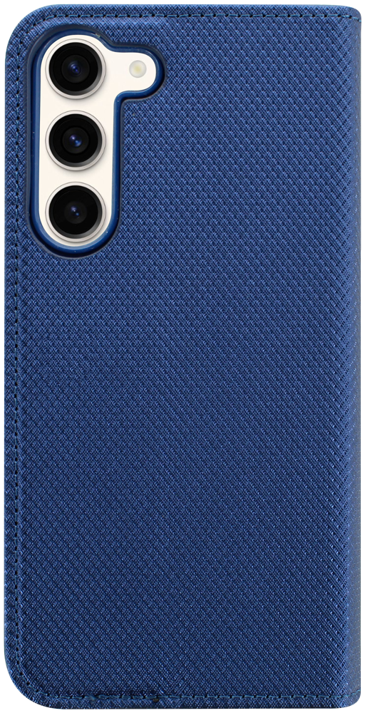 Samsung Galaxy S23 Plus (SM-S916B) oldalra nyíló flipes bőrtok rombusz mintás sötétkék