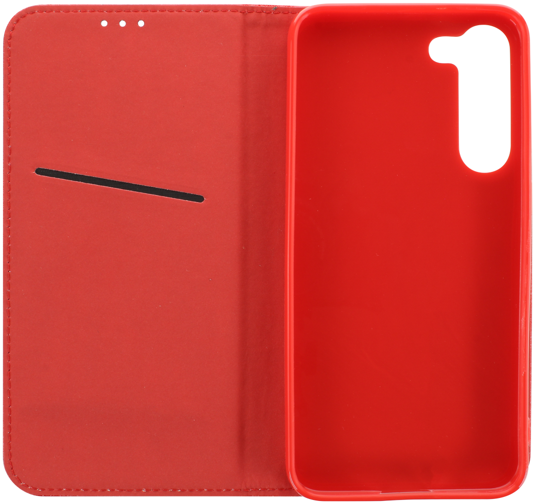 Samsung Galaxy S23 Plus (SM-S916B) oldalra nyíló flipes bőrtok rombusz mintás piros