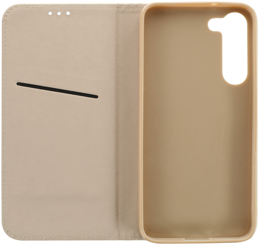 Samsung Galaxy S23 Plus (SM-S916B) oldalra nyíló flipes bőrtok rombusz mintás arany
